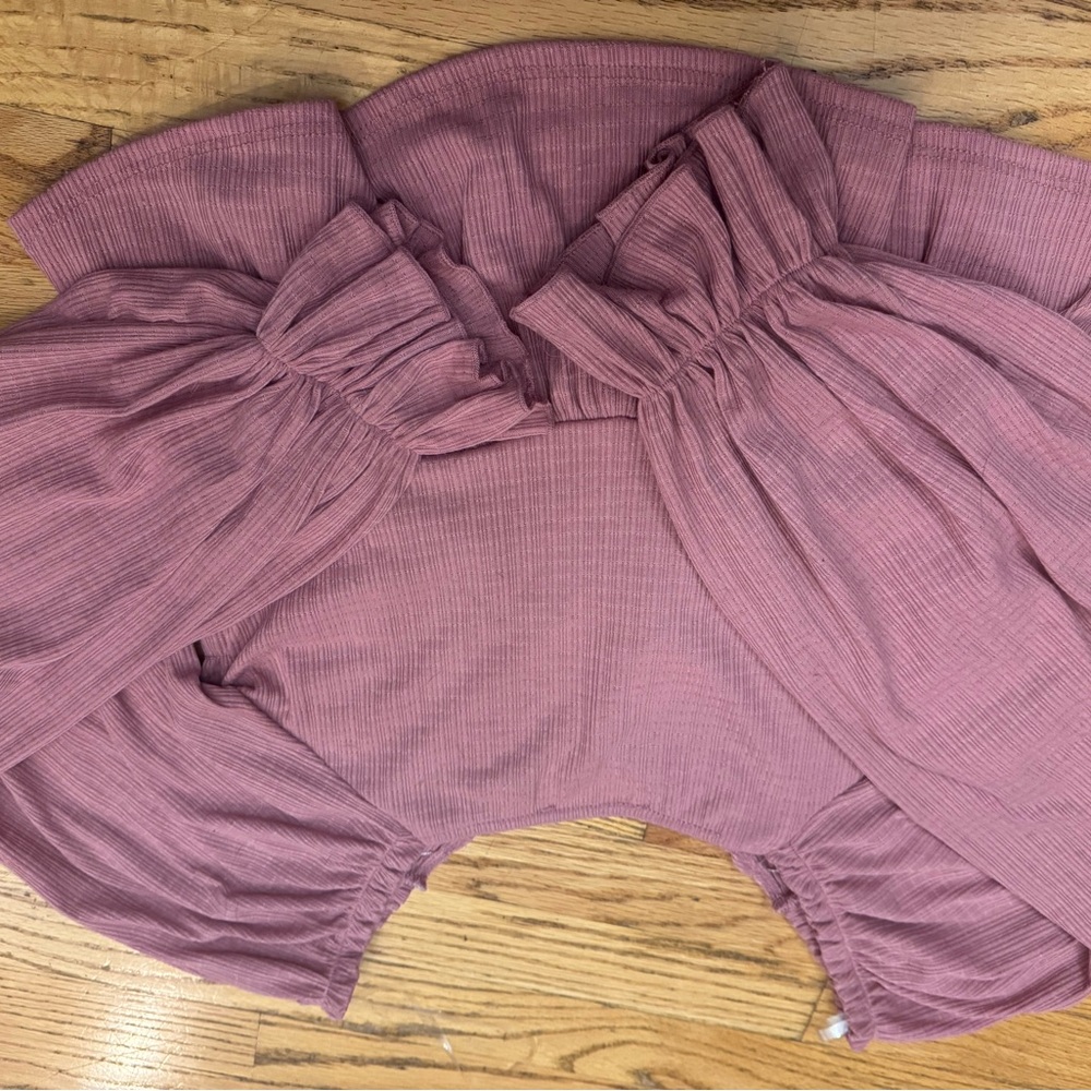 Pink Smocked Blouse with Puff Sleeves - Picture 2 of 2